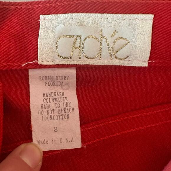 Cache Red Denim Studded Embellished Red Jacket and Jeans Size S/8 Rodeo Glam - Picture 8 of 13